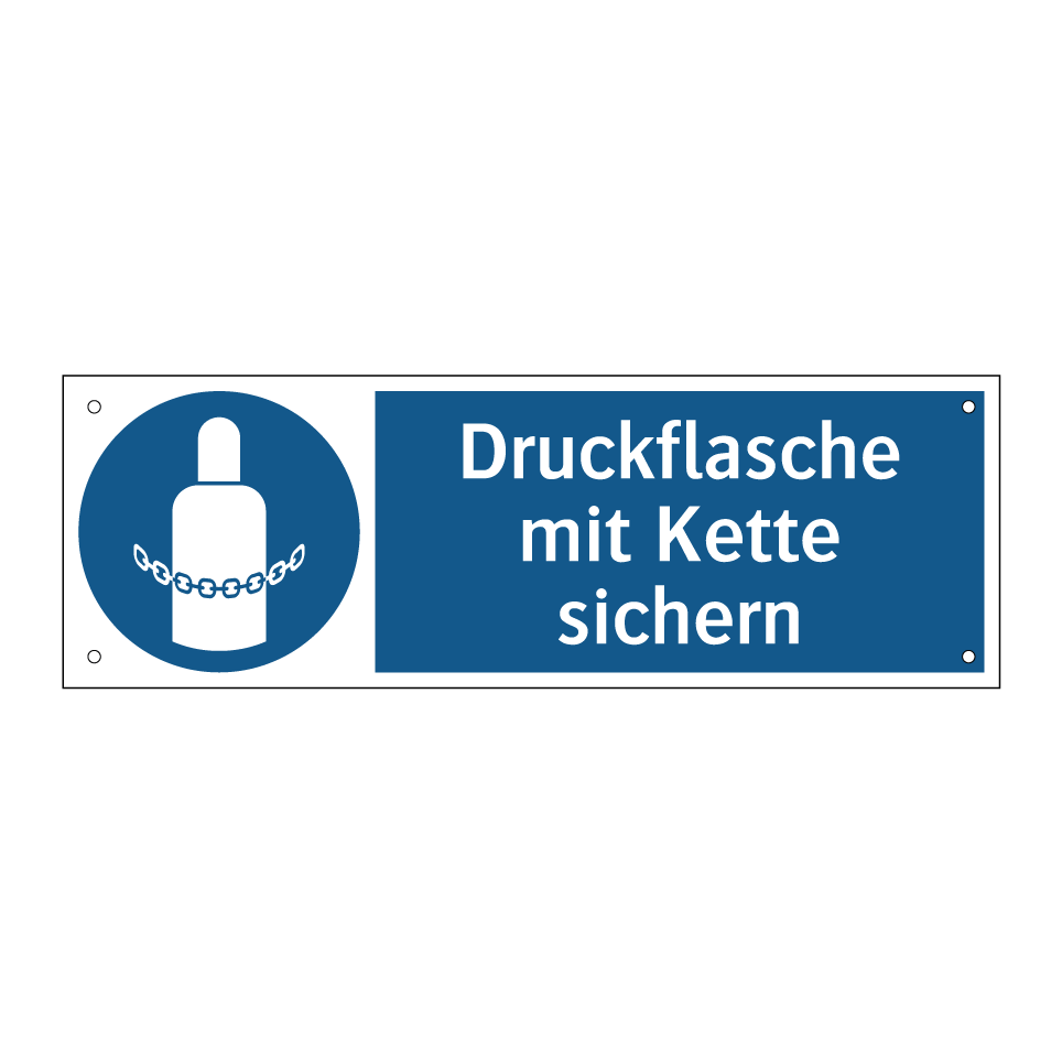 Druckflasche mit Kette sichern
