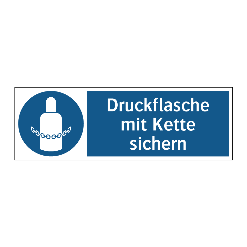 Druckflasche mit Kette sichern