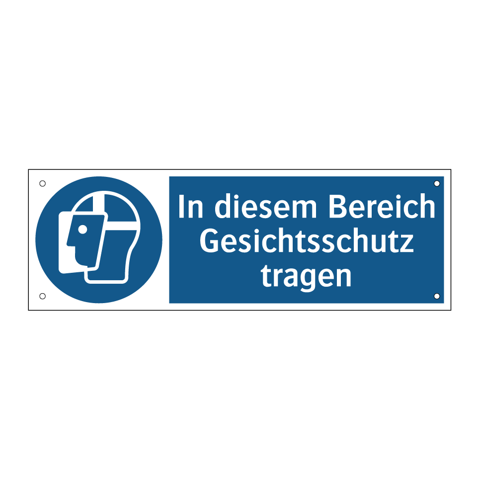 In diesem Bereich Gesichtsschutz tragen