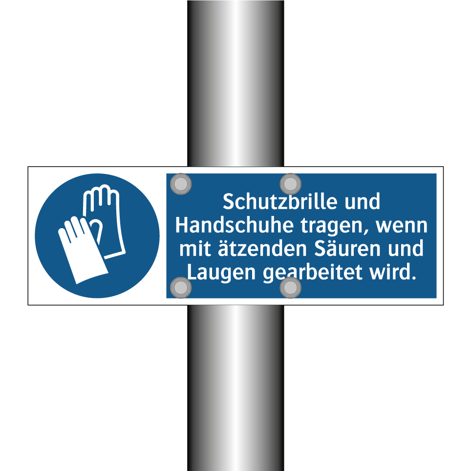 Schutzbrille und Handschuhe tragen, wenn mit ätzenden Säuren und Laugen gearbeitet wird.