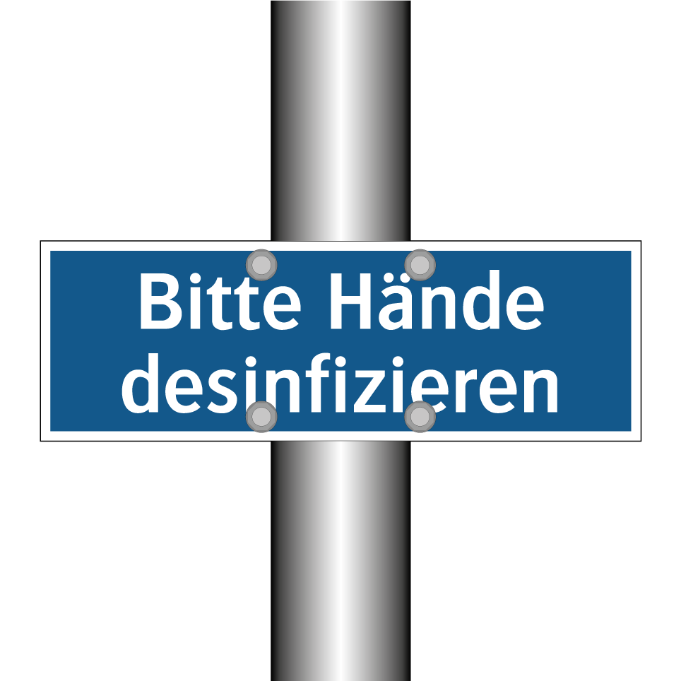 Bitte Hände desinfizieren