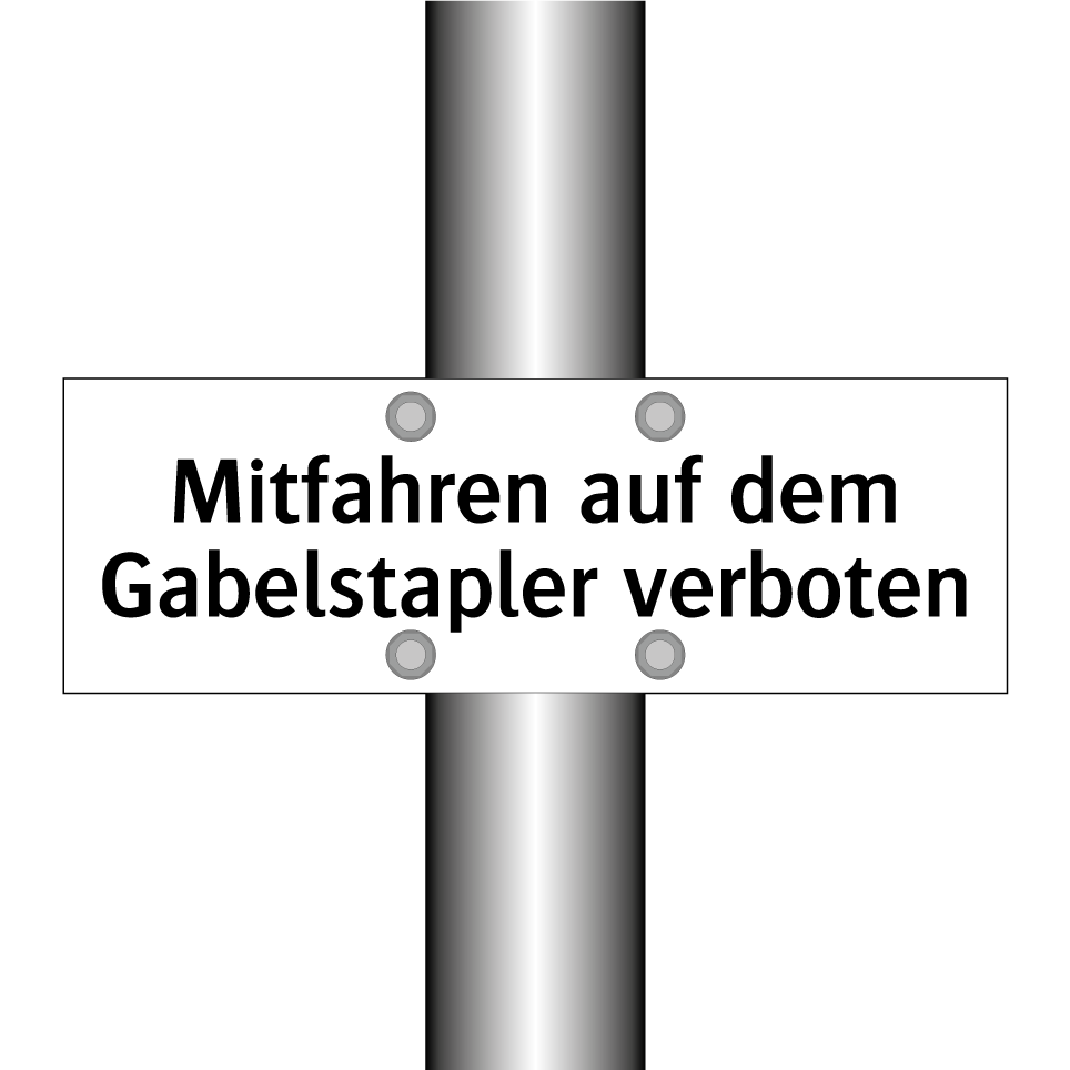 Mitfahren auf dem Gabelstapler verboten