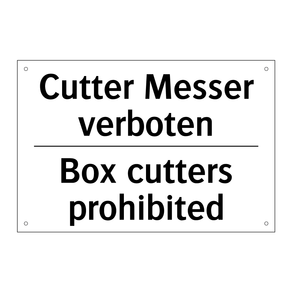 Cutter Messer verboten - Box cutters prohibited