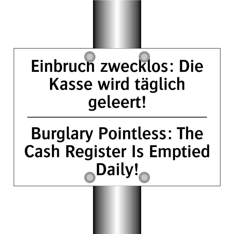 Einbruch zwecklos: Die Kasse wird /.../ - Burglary Pointless: The Cash Register /.../