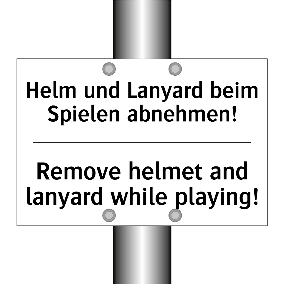 Helm und Lanyard beim Spielen /.../ - Remove helmet and lanyard while /.../