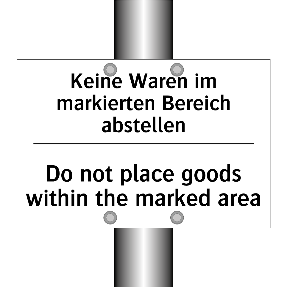 Keine Waren im markierten Bereich /.../ - Do not place goods within the /.../
