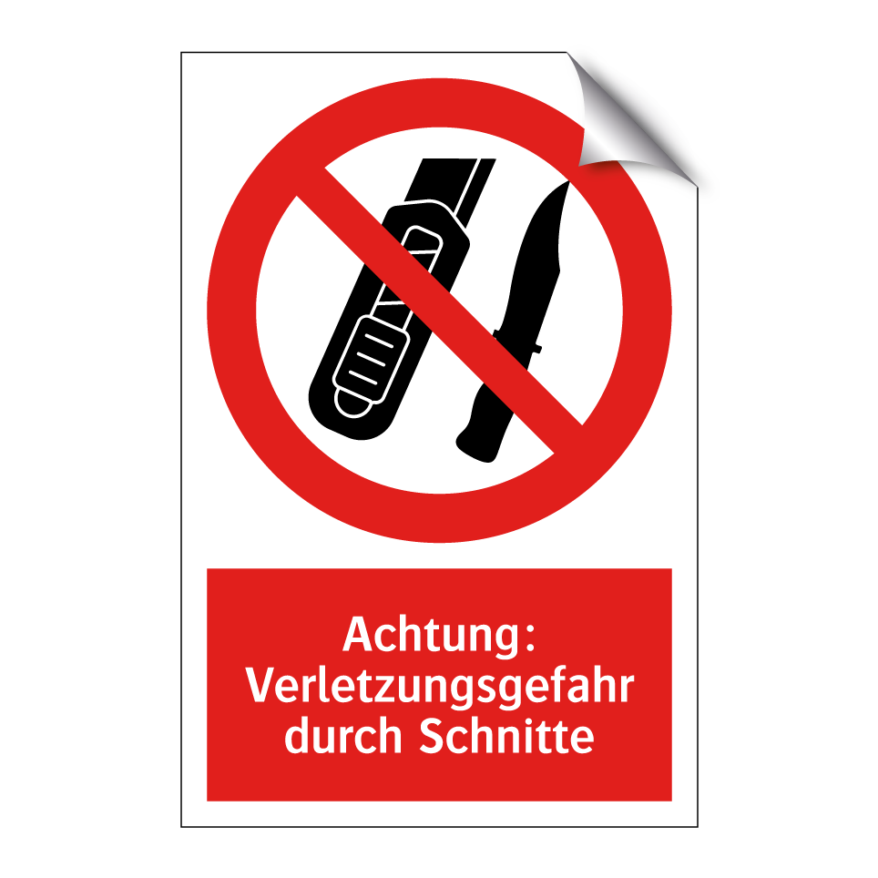 Achtung: Verletzungsgefahr durch Schnitte