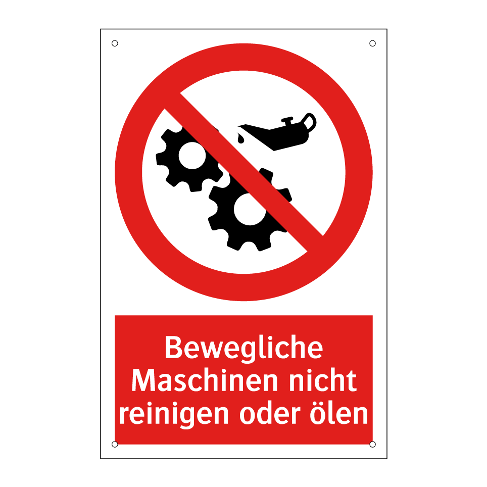 Bewegliche Maschinen nicht reinigen oder ölen