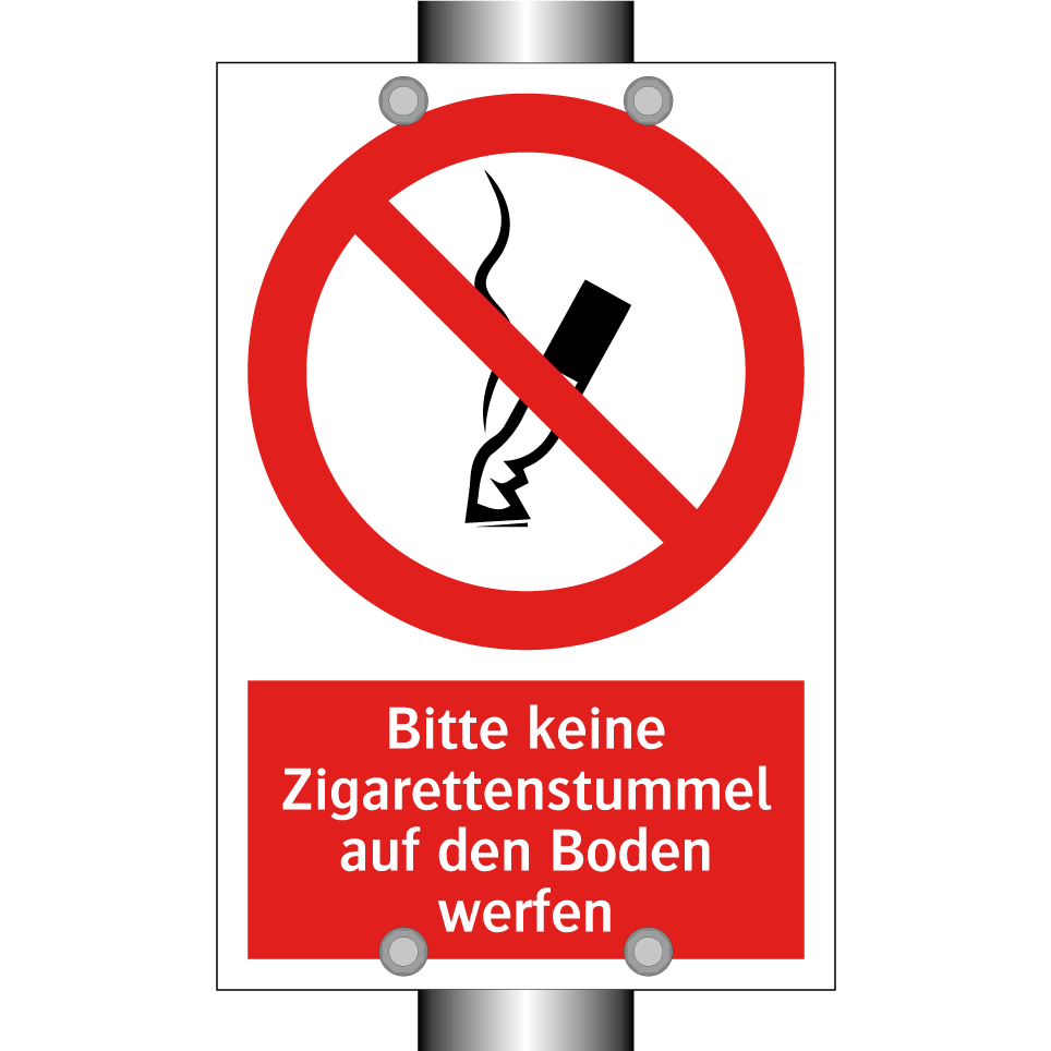 Bitte keine Zigarettenstummel auf den Boden werfen