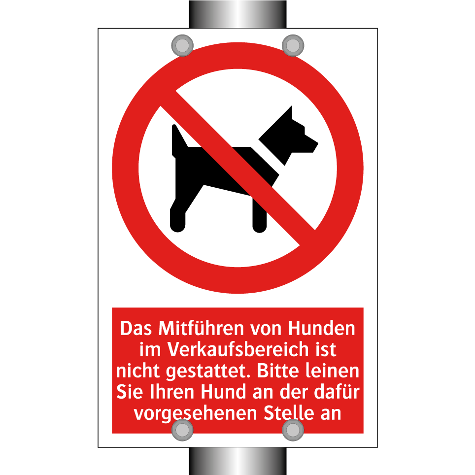 Das Mitführen von Hunden im Verkaufsbereich ist nicht gestattet. Bitte leinen Sie Ihren Hund an der dafür vorgesehenen Stelle an