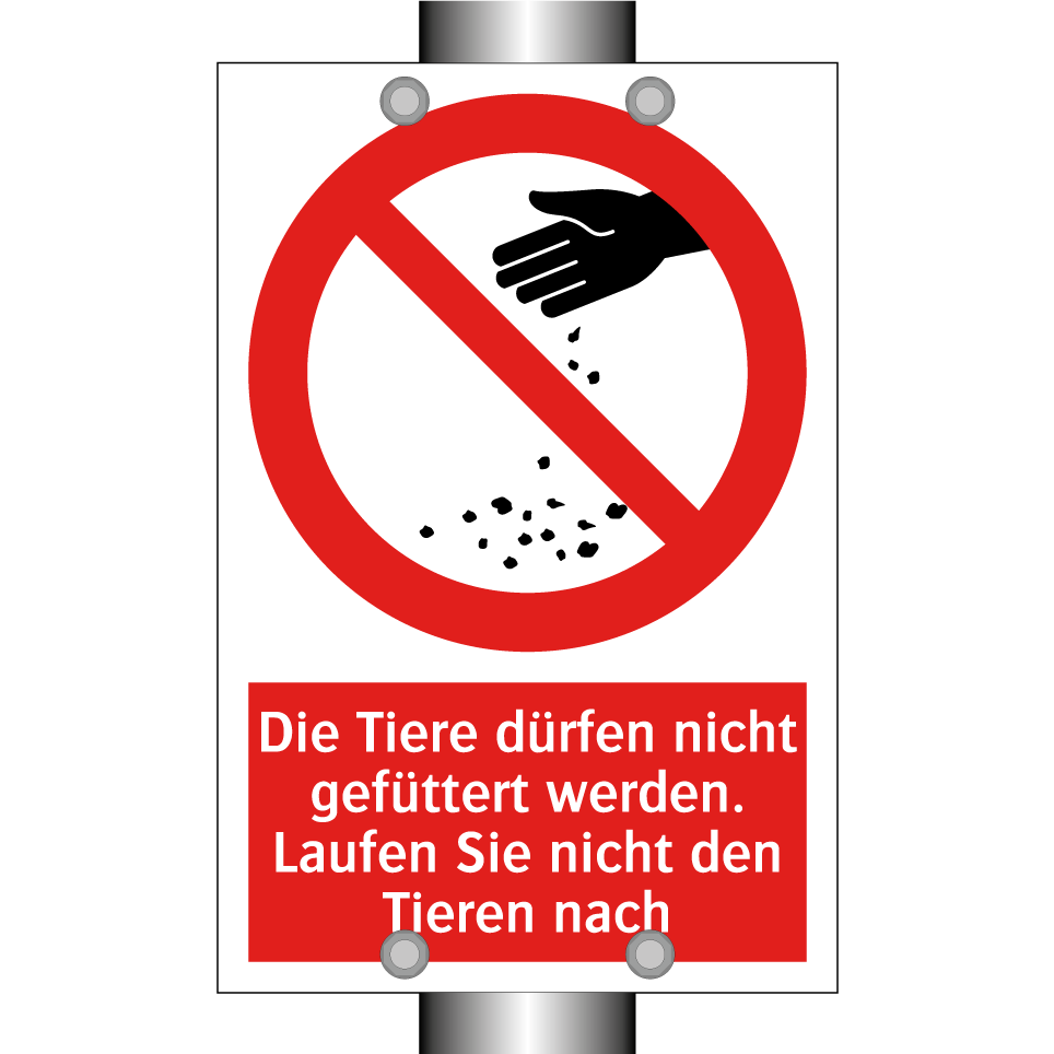 Die Tiere dürfen nicht gefüttert werden. Laufen Sie nicht den Tieren nach