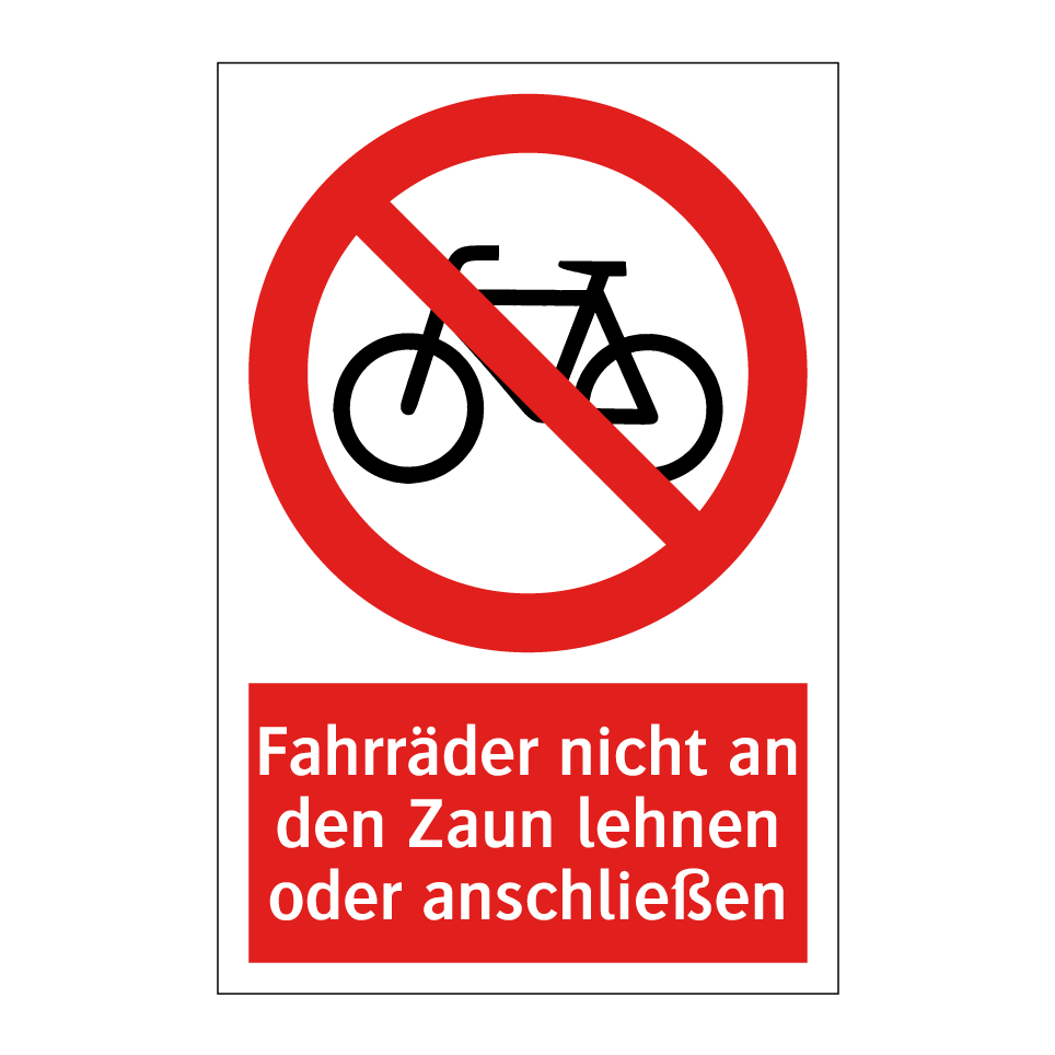 Fahrräder nicht an den Zaun lehnen oder anschließen