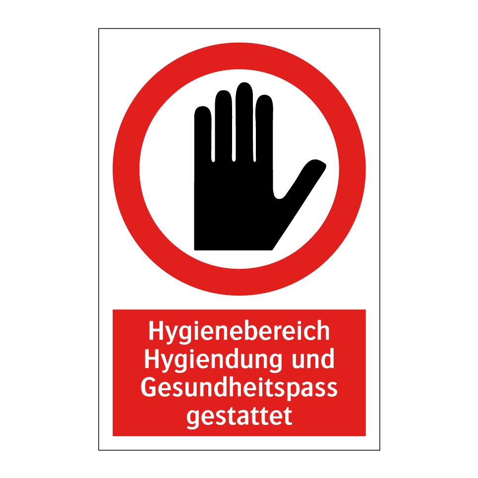 Hygienebereich Hygiendung und Gesundheitspass gestattet