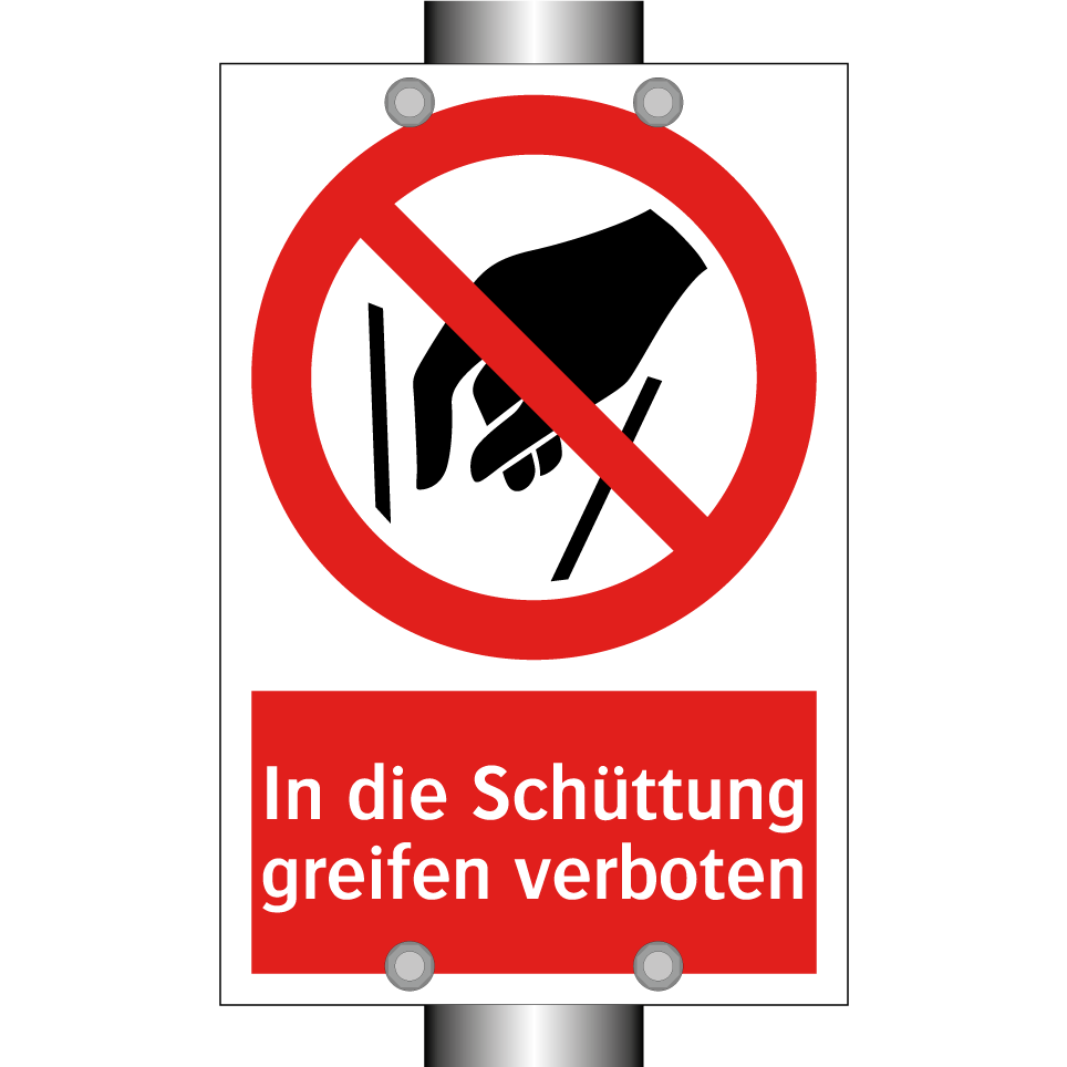 In die Schüttung greifen verboten