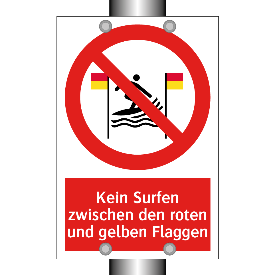 Kein Surfen zwischen den roten und gelben Flaggen