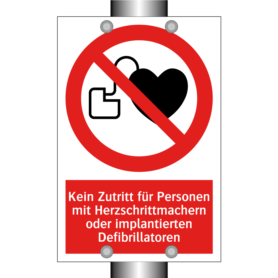 Kein Zutritt für Personen mit Herzschrittmachern oder implantierten Defibrillatoren