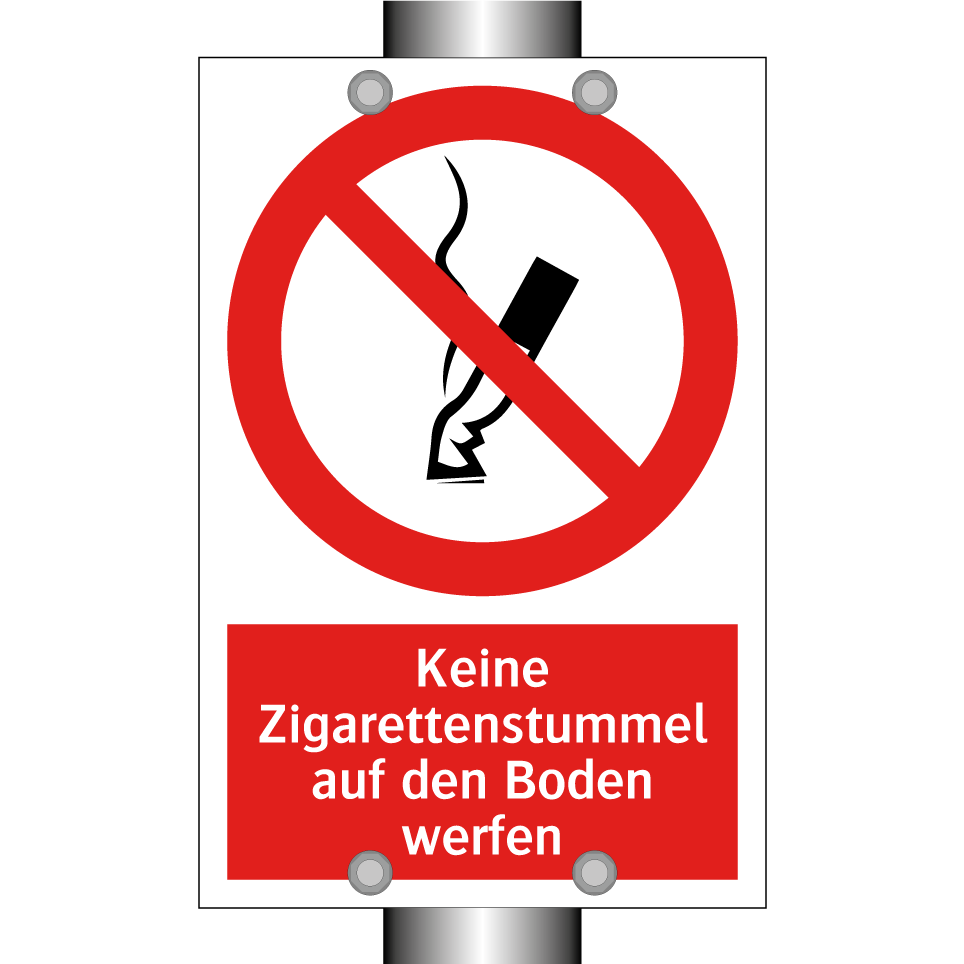 Keine Zigarettenstummel auf den Boden werfen