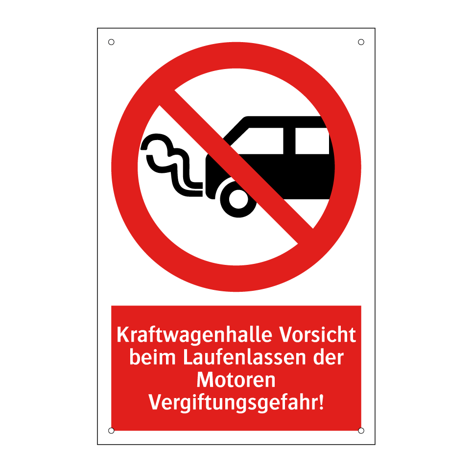 Kraftwagenhalle Vorsicht beim Laufenlassen der Motoren Vergiftungsgefahr!