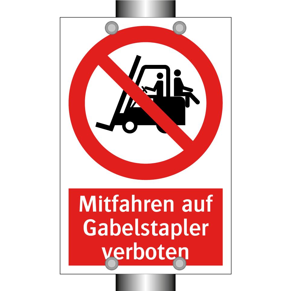 Mitfahren auf Gabelstapler verboten