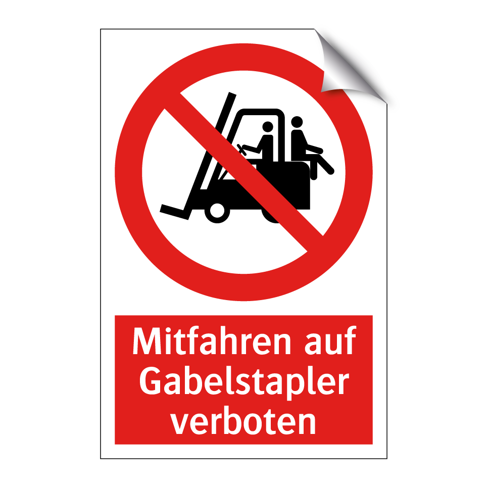 Mitfahren auf Gabelstapler verboten