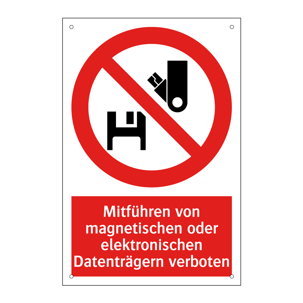 Mitführen von magnetischen oder elektronischen Datenträgern verboten