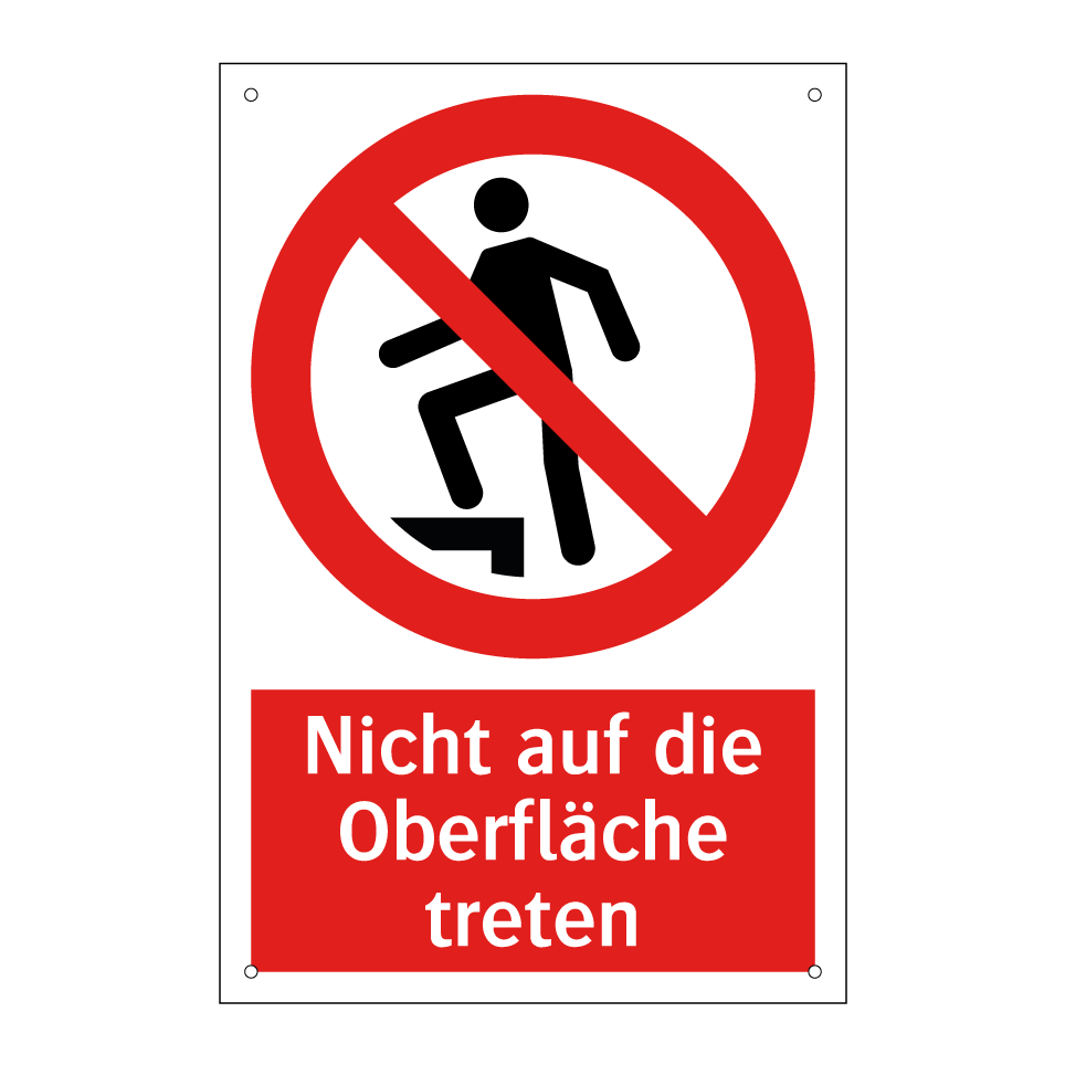 Nicht auf die Oberfläche treten