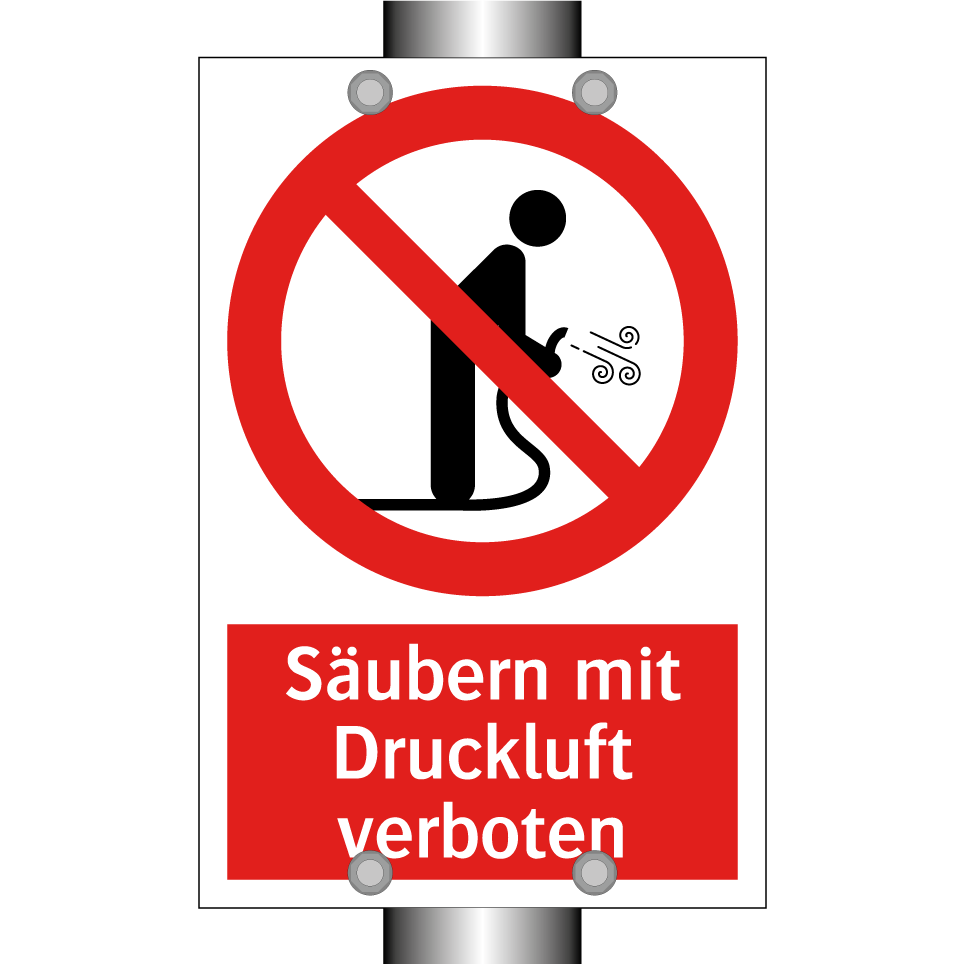 Säubern mit Druckluft verboten