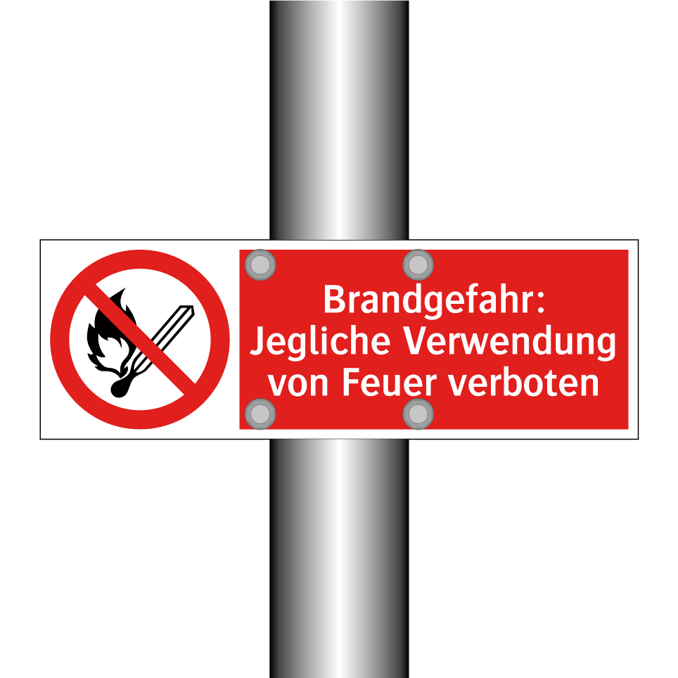 Brandgefahr: Jegliche Verwendung von Feuer verboten