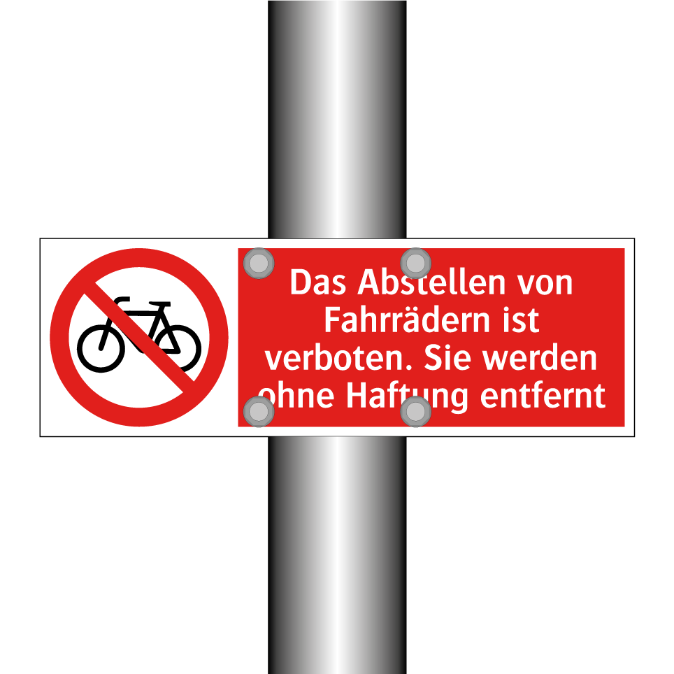Das Abstellen von Fahrrädern ist verboten. Sie werden ohne Haftung entfernt