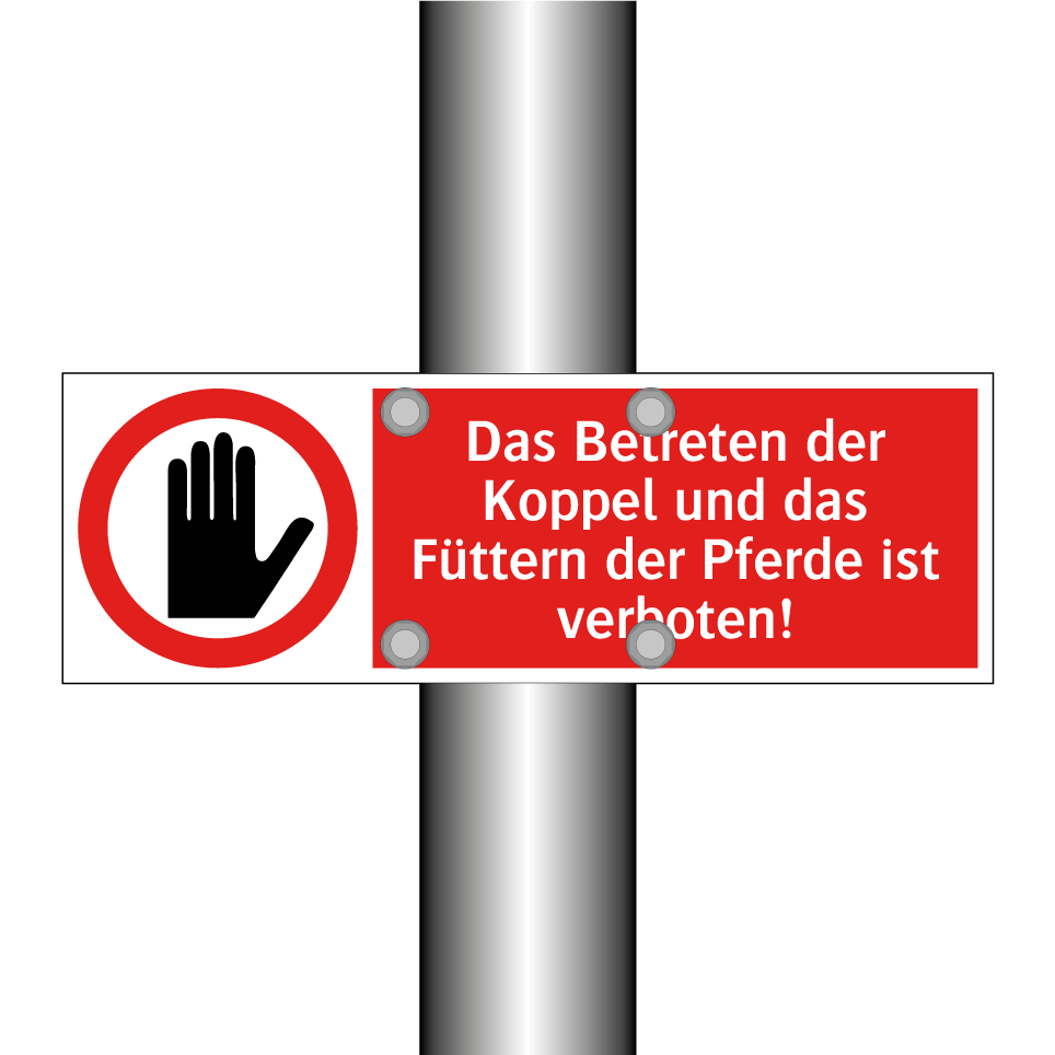 Das Betreten der Koppel und das Füttern der Pferde ist verboten!