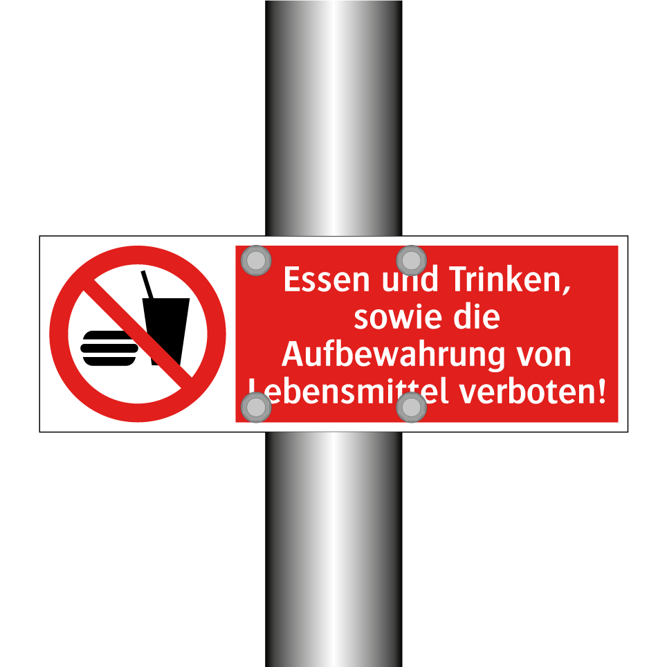 Essen und Trinken, sowie die Aufbewahrung von Lebensmittel verboten!