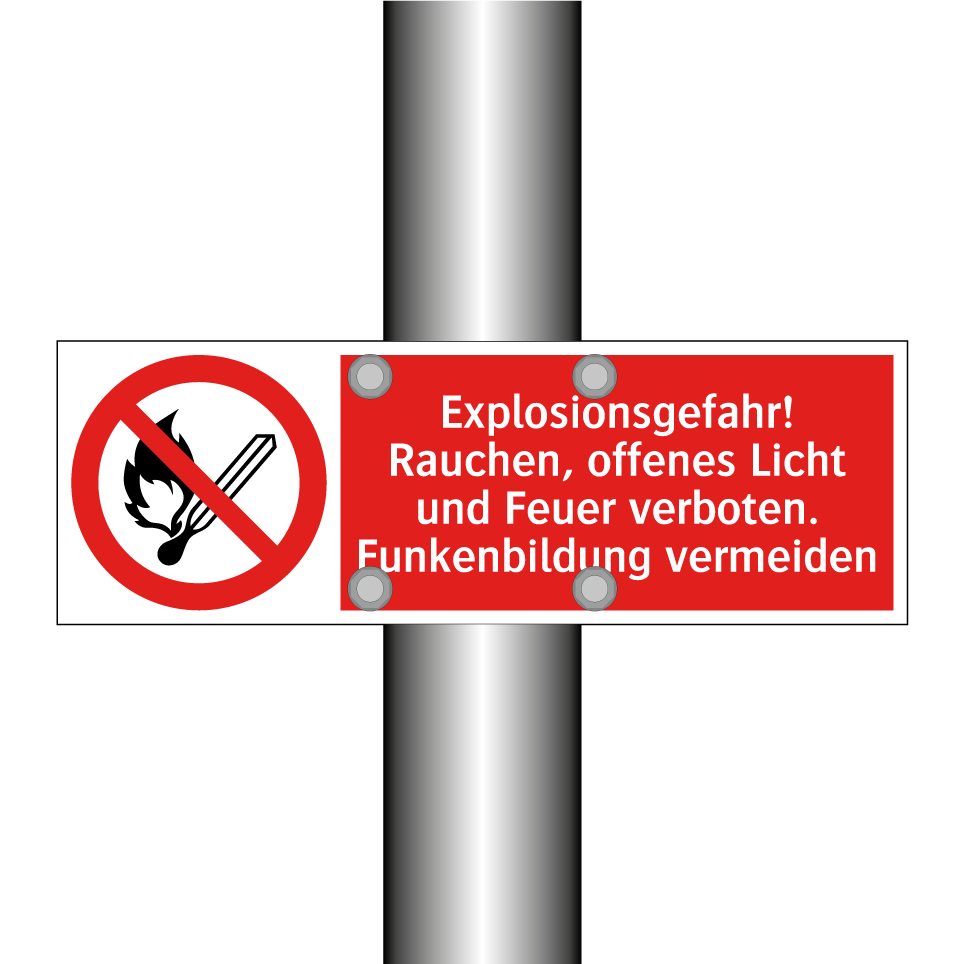 Explosionsgefahr! Rauchen, offenes Licht und Feuer verboten. Funkenbildung vermeiden
