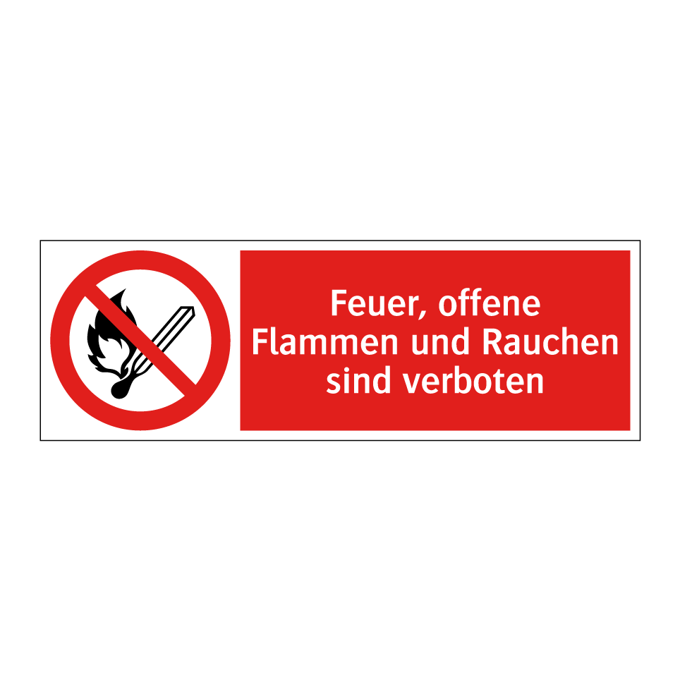 Feuer, offene Flammen und Rauchen sind verboten