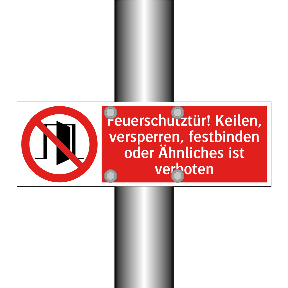 Feuerschutztür! Keilen, versperren, festbinden oder Ähnliches ist verboten