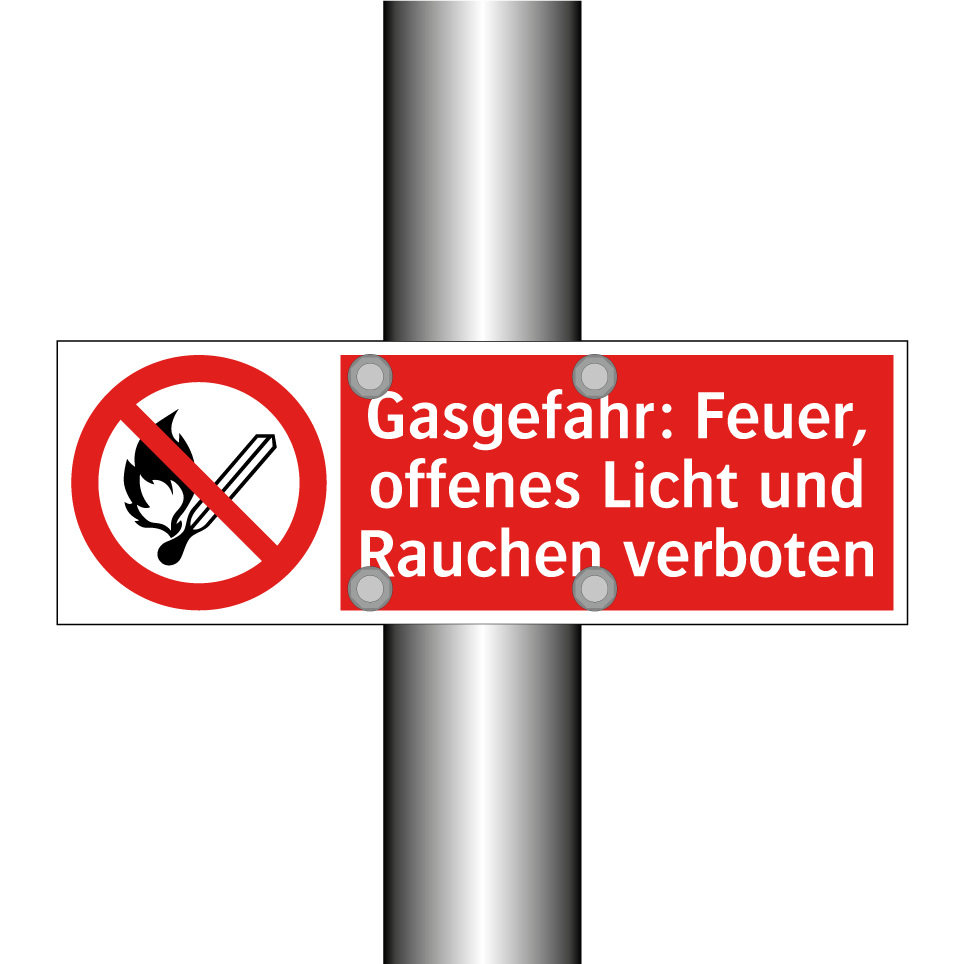 Gasgefahr: Feuer, offenes Licht und Rauchen verboten
