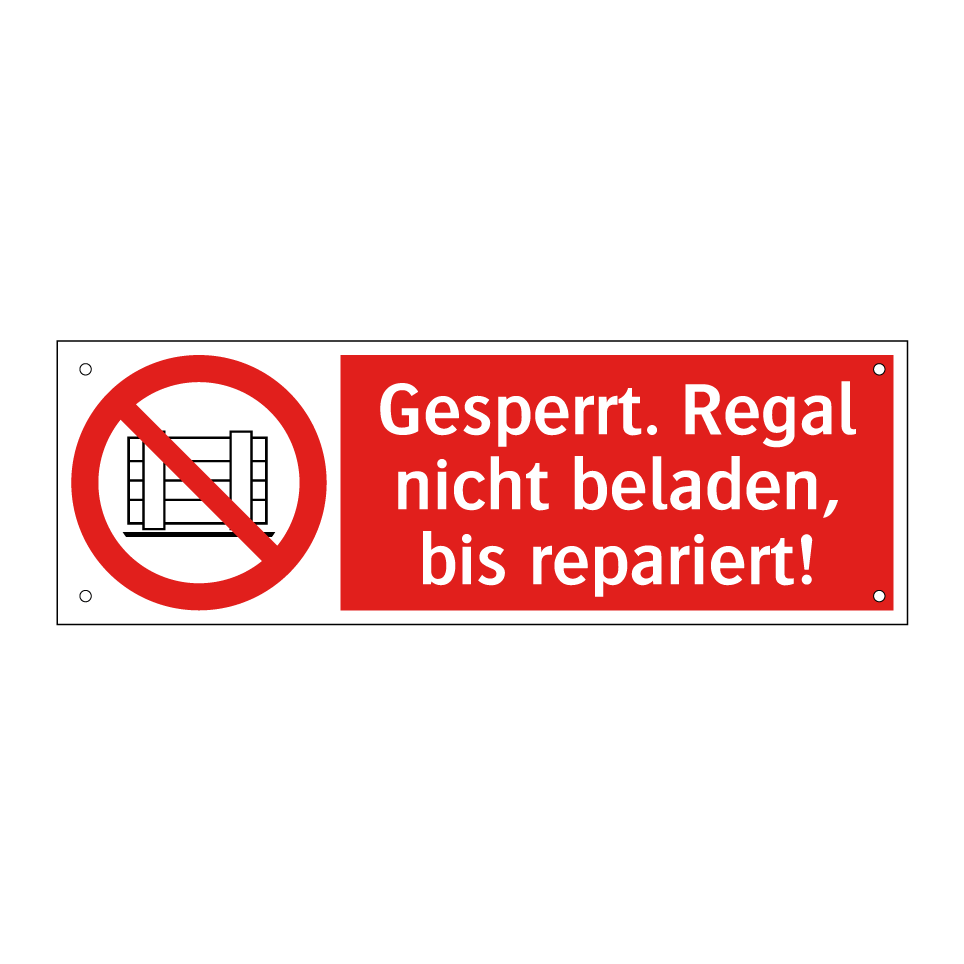Gesperrt. Regal nicht beladen, bis repariert!
