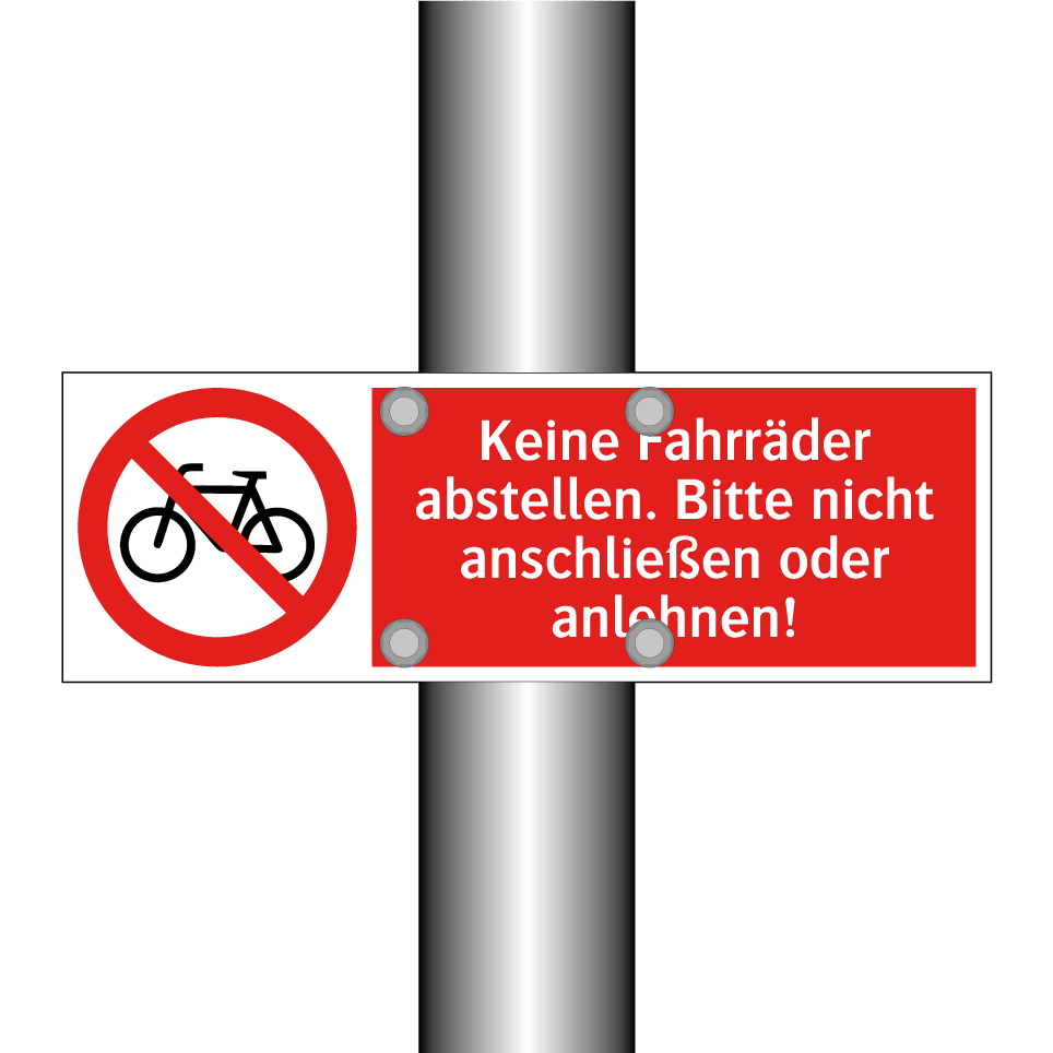 Keine Fahrräder abstellen. Bitte nicht anschließen oder anlehnen!