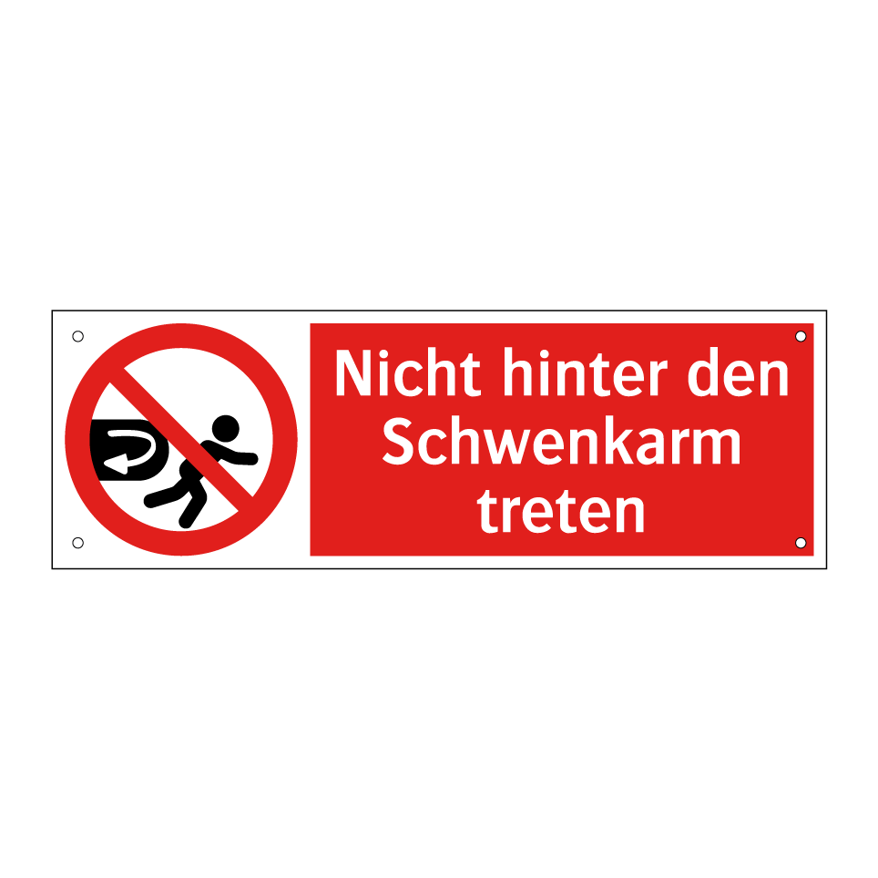 Nicht hinter den Schwenkarm treten