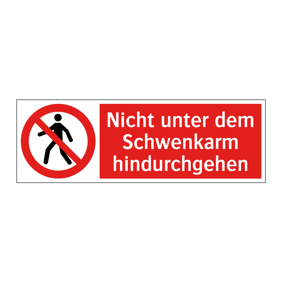 Nicht unter dem Schwenkarm hindurchgehen