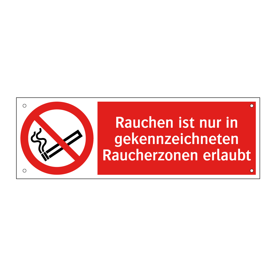 Rauchen ist nur in gekennzeichneten Raucherzonen erlaubt
