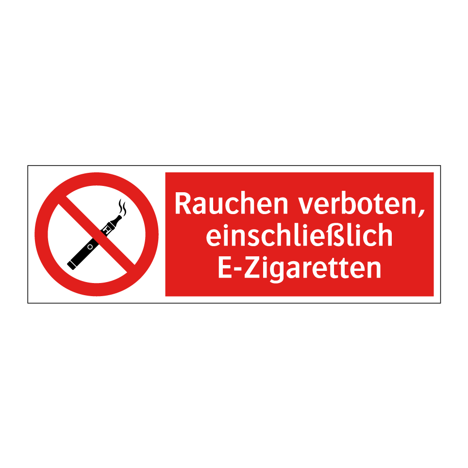 Rauchen verboten, einschließlich E-Zigaretten