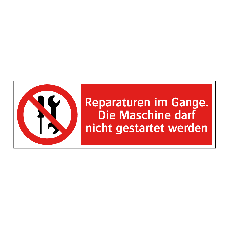 Reparaturen im Gange. Die Maschine darf nicht gestartet werden