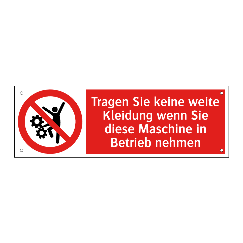 Tragen Sie keine weite Kleidung wenn Sie diese Maschine in Betrieb nehmen