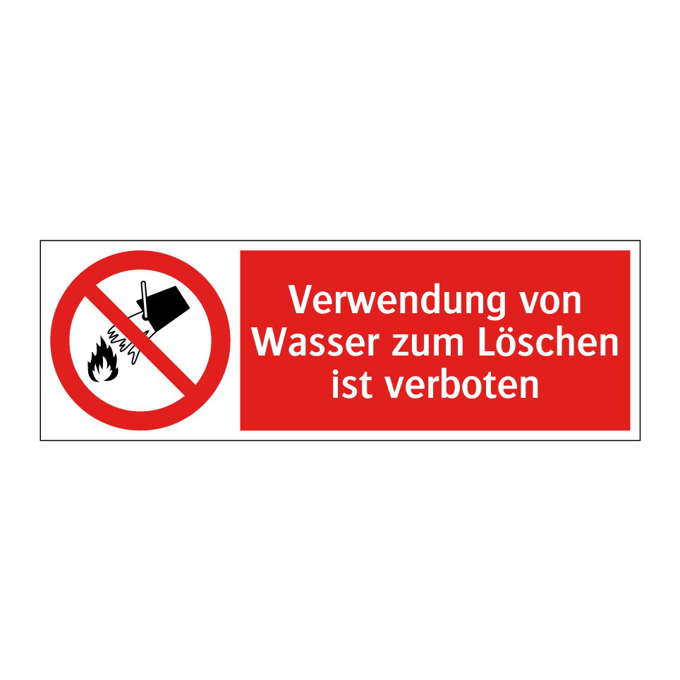 Verwendung von Wasser zum Löschen ist verboten