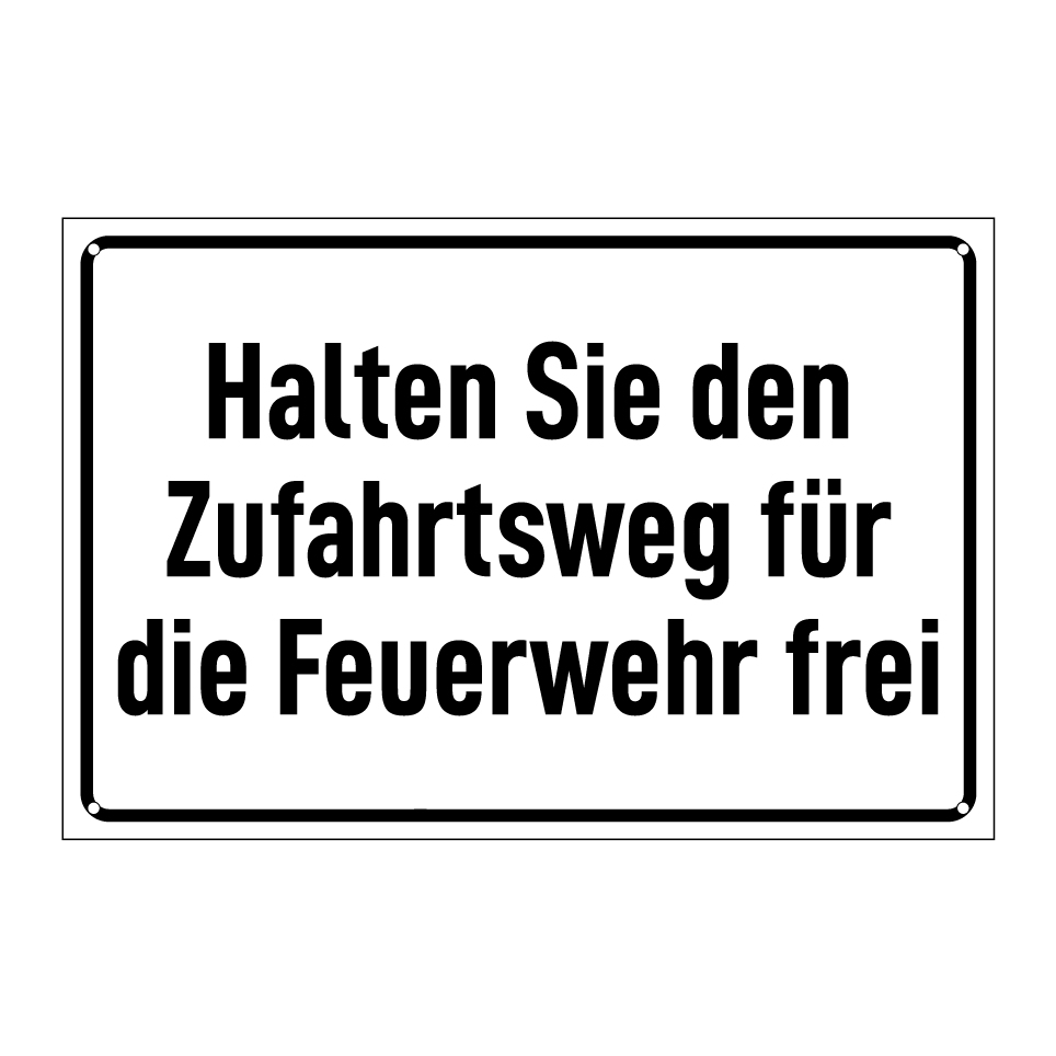 Halten Sie den Zufahrtsweg für die Feuerwehr frei