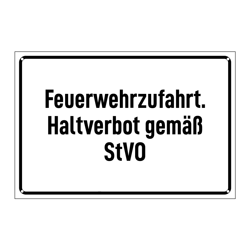 Feuerwehrzufahrt. Haltverbot gemäß StVO