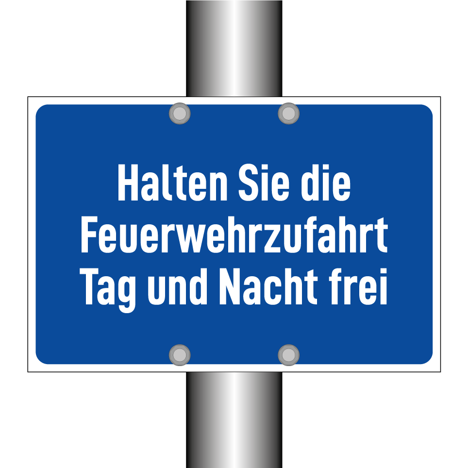 Halten Sie die Feuerwehrzufahrt Tag und Nacht frei