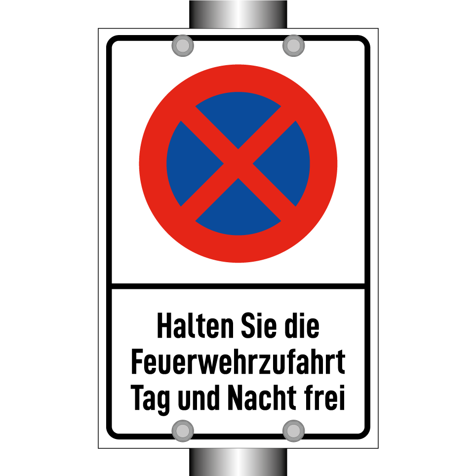 Halten Sie die Feuerwehrzufahrt Tag und Nacht frei