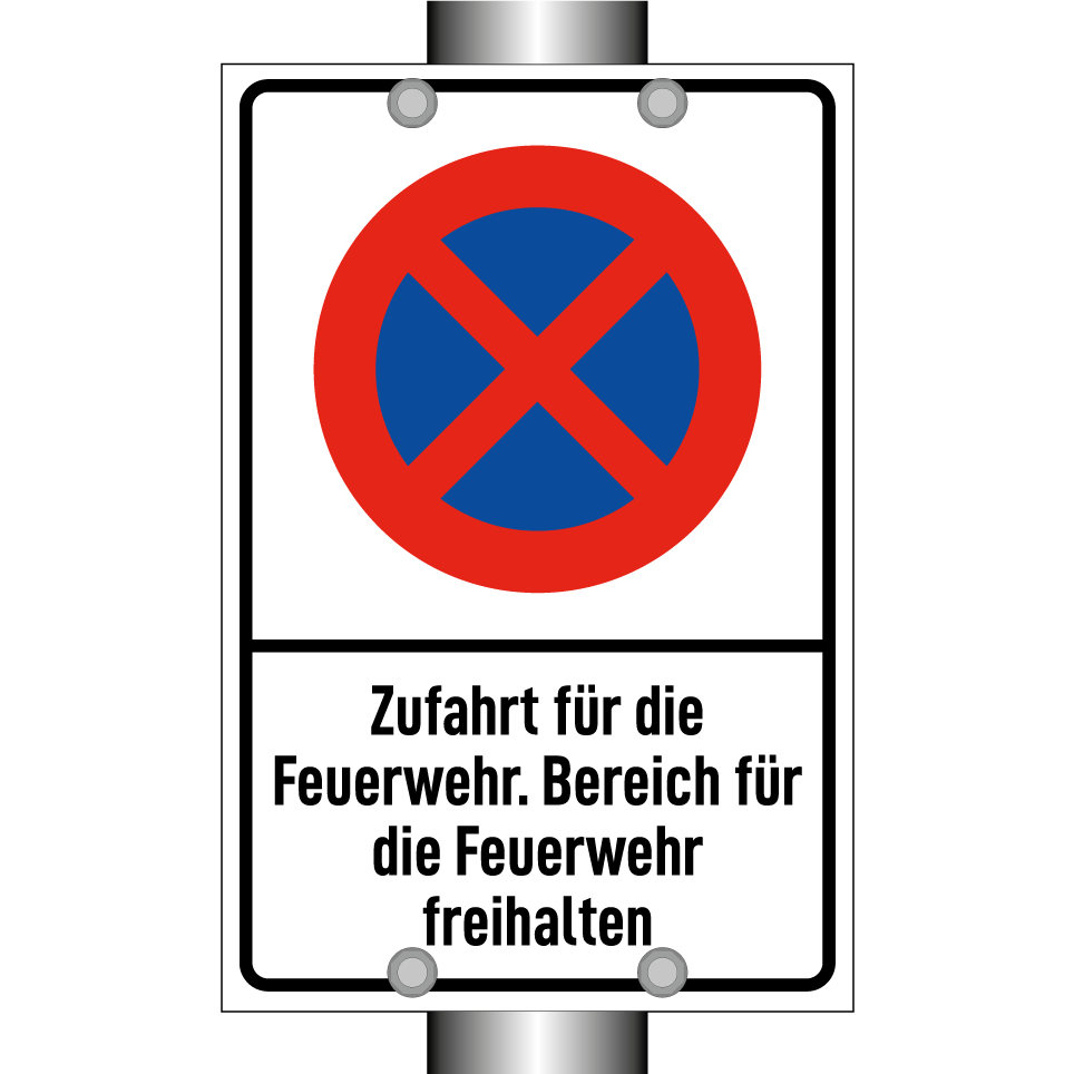 Zufahrt für die Feuerwehr. Bereich für die Feuerwehr freihalten