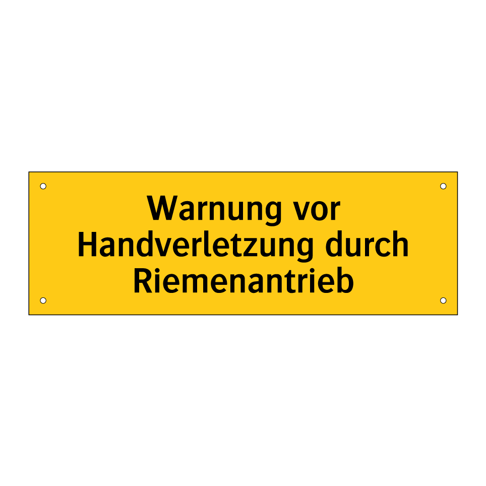 Warnung vor Handverletzung durch Riemenantrieb